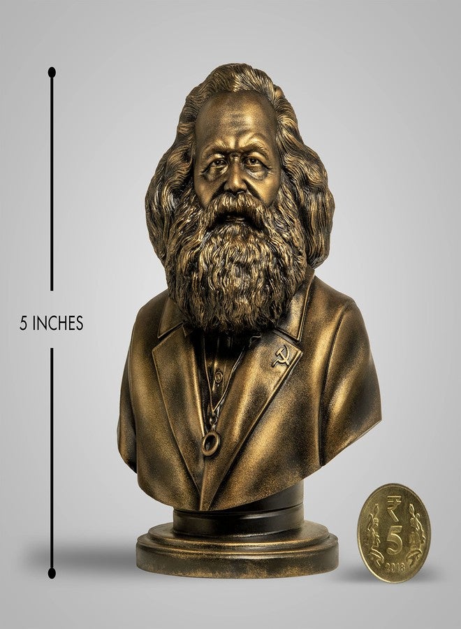 SILAII Karl Marx Sculpture - Handmade Statue for Home Decor and Gift - Collectible Figurine (Antique Bronze, 5 Inch) - Image 2